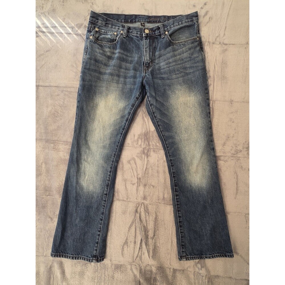 GAP Men's Straight Leg Jeans Medium Wash Denim Regular 34x29 Fit Mid Rise Faded